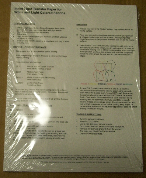 50 pcs 8.5"x11"  InkJet Transfer papers for white tshirts